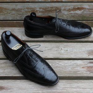 Vintage 80s Black Kangaroo Leather Wingtips, Dack's Canada, Men's 12 D